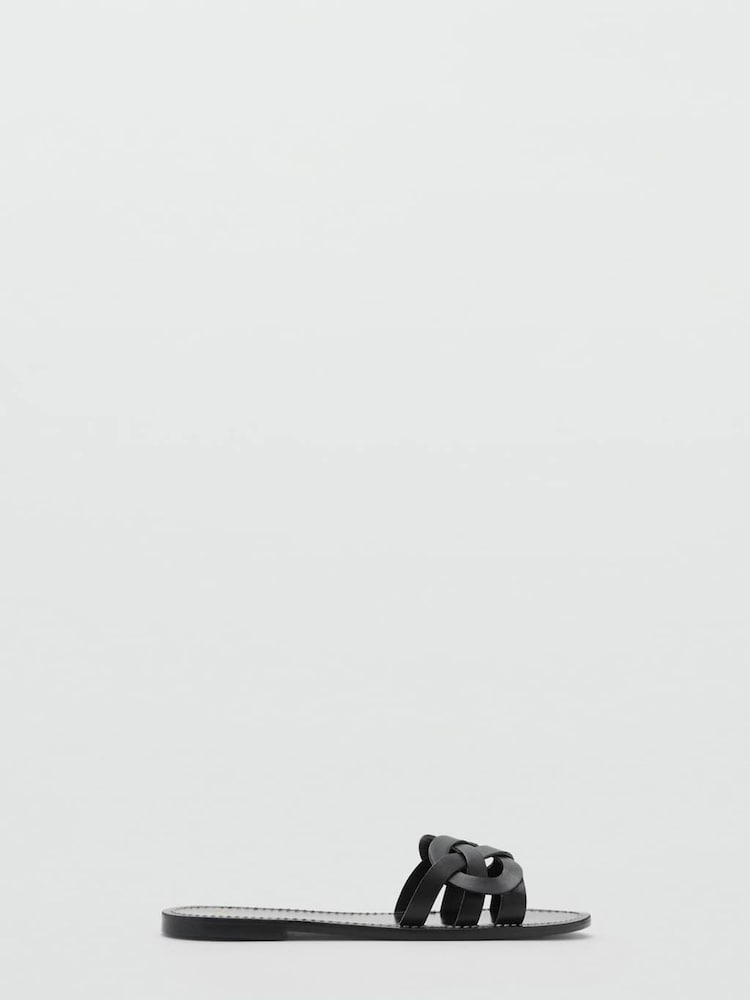 Mango Black Crossover Leather Sandals - Image 2 of 4