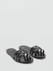 Mango Black Crossover Leather Sandals - Image 3 of 4