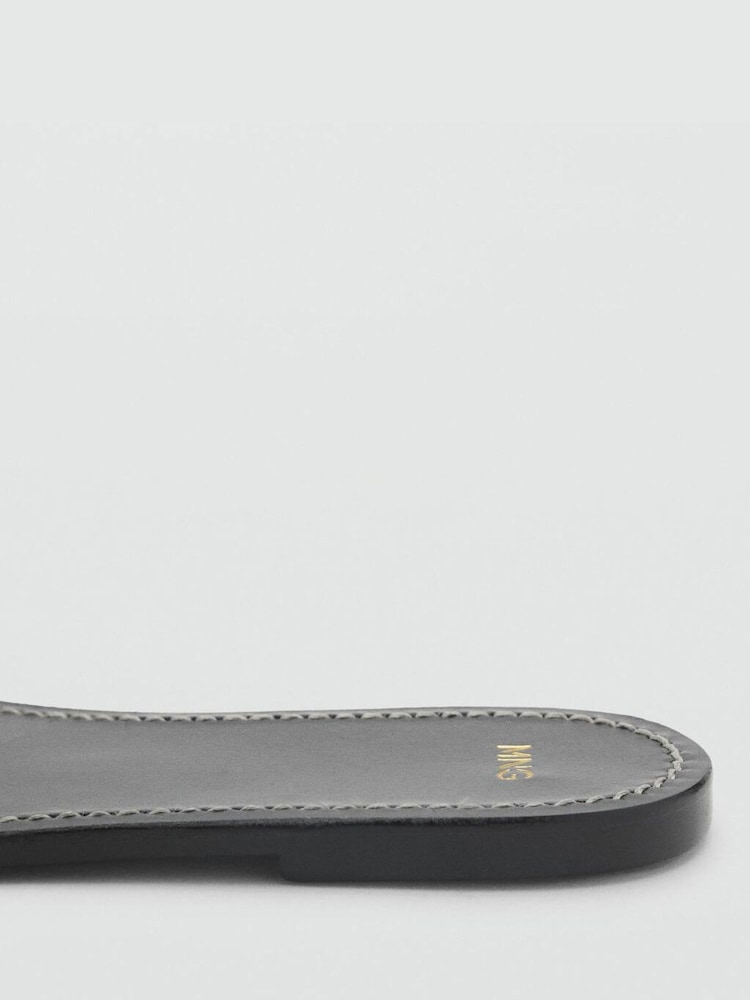 Mango Black Crossover Leather Sandals - Image 4 of 4