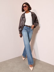 Friends Like These Rinse Wash Wide Leg Pintuck Jeans - Image 1 of 5