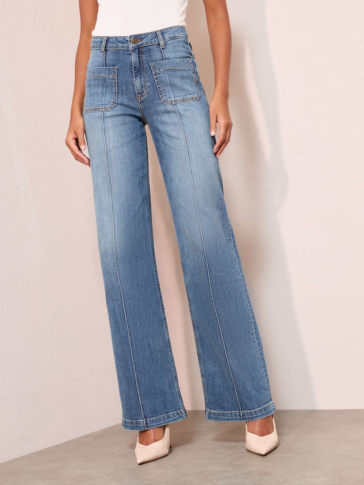 Friends Like These Rinse Wash Wide Leg Pintuck Jeans - Image 2 of 5