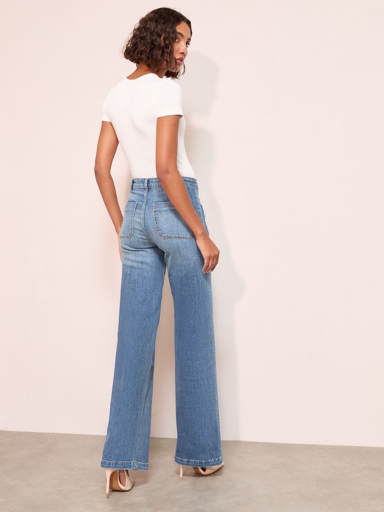 Friends Like These Rinse Wash Wide Leg Pintuck Jeans - Image 5 of 5