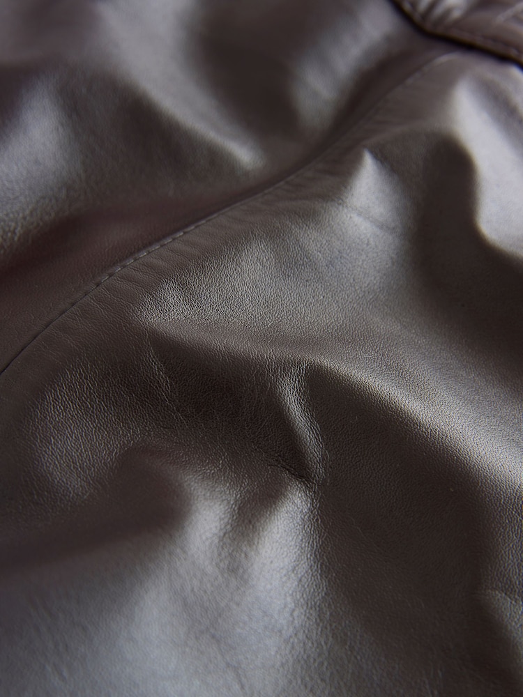 Chocolate Brown N. Premium Real Leather Pencil Skirt - Image 3 of 3