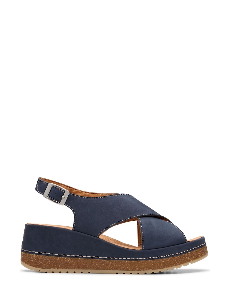 Clarks Blue Nubuck Kassanda Step Sandals - Image 1 of 1