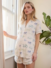 Chelsea Peers White Maternity Short Pyjamas Racing Animal Print Short Pyjamas Set - Image 2 of 5