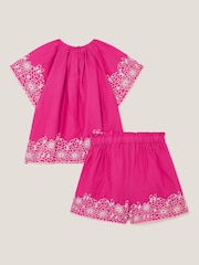Monsoon Pink Embroidered Floral Top and Shorts Set - Image 2 of 3