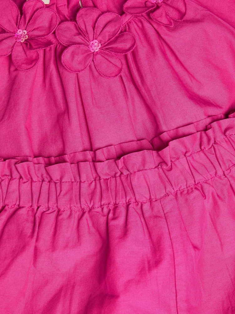 Monsoon Pink Embroidered Floral Top and Shorts Set - Image 3 of 3