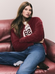 Burgundy Red Bear Zip-Up Bomber Jacket - Image 4 of 9