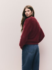 Burgundy Red Bear Zip-Up Bomber Jacket - Image 5 of 9