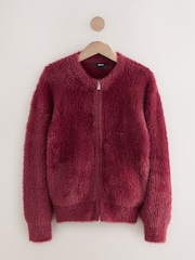 Burgundy Red Bear Zip-Up Bomber Jacket - Image 7 of 9
