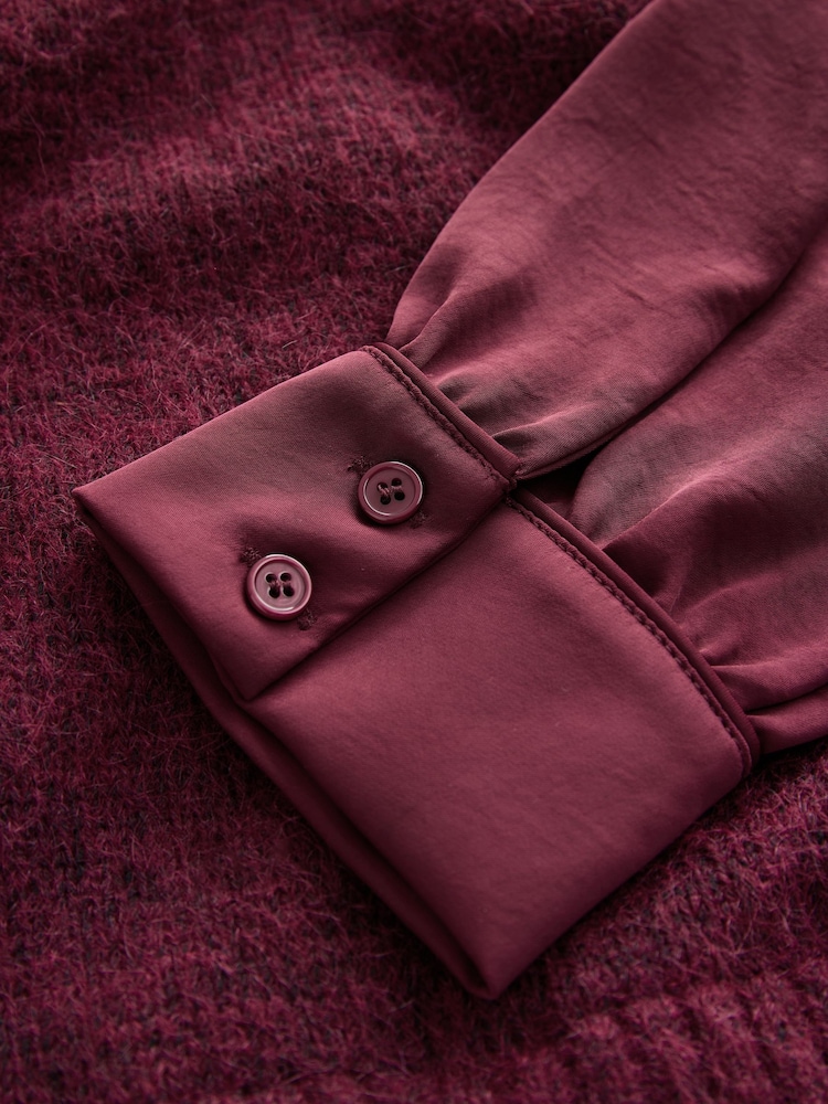 Burgundy Satin Shirt Layer Knitted Tank - Image 2 of 3