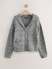 Monochrome Twist Knitted Pocket Cardigan With Wool - Image 1 of 3