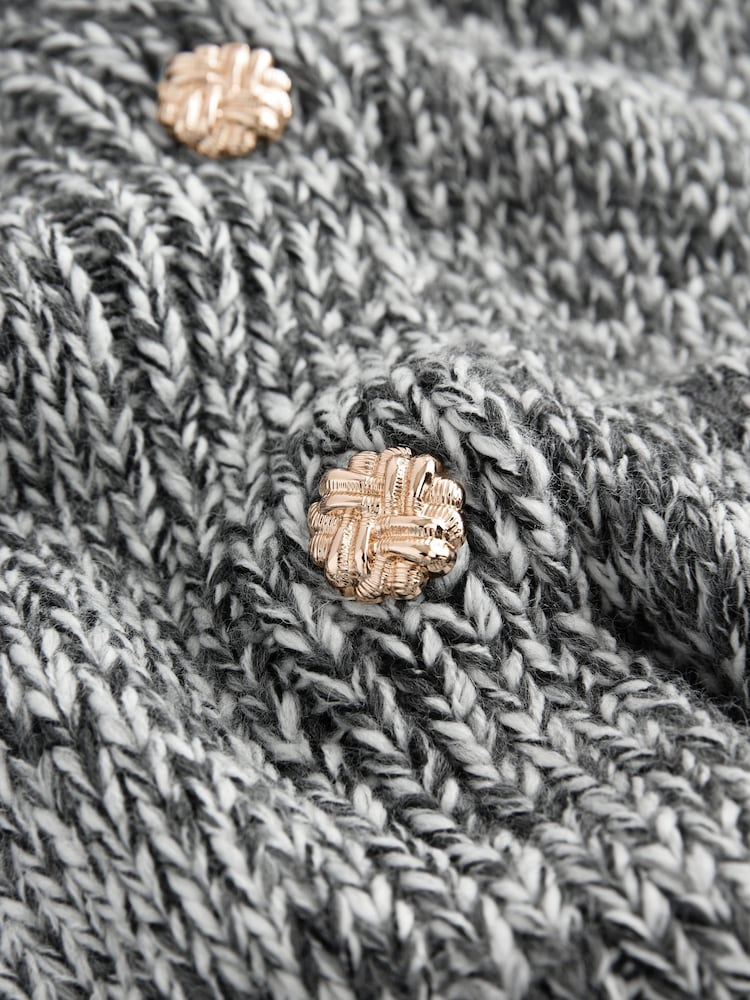 Monochrome Twist Knitted Pocket Cardigan With Wool - Image 2 of 3