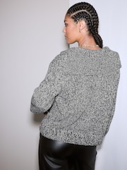 Monochrom - Twist Knitted Pocket Cardigan With Wool - Bild 4 von 8