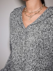 Monochrom - Twist Knitted Pocket Cardigan With Wool - Bild 5 von 8
