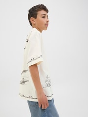 JACK & JONES Junior Resort Printed 100% Cotton White Shirt - Image 3 of 6