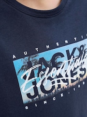 JACK & JONES Junior Blue Graphic Short Sleeve 100% Cotton T-Shirt - Image 4 of 6