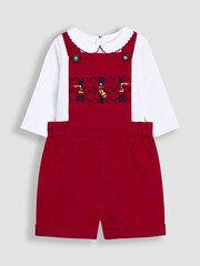 JoJo Maman Bébé Red 2-Piece Smocked Dungarees & Bodysuit Set - Image 1 of 7