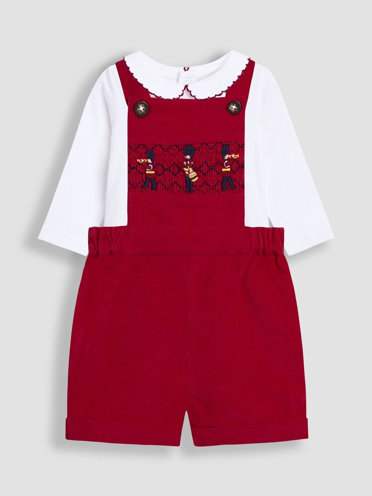 JoJo Maman Bébé Red 2-Piece Smocked Dungarees & Bodysuit Set - Image 1 of 7