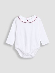 JoJo Maman Bébé Red 2-Piece Smocked Dungarees & Bodysuit Set - Image 4 of 7