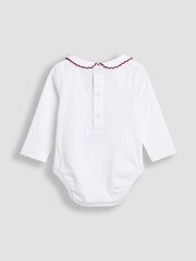 JoJo Maman Bébé Red 2-Piece Smocked Dungarees & Bodysuit Set - Image 5 of 7