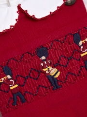 JoJo Maman Bébé Red 2-Piece Smocked Dungarees & Bodysuit Set - Image 9 of 9