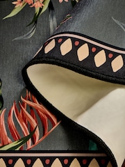 Charcoal Grey Washable Tropicial Border Runner - Image 4 of 5