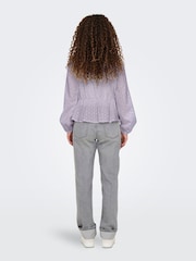 JDY Purple 100% Cotton Tie Front Broderie Blouse - Image 2 of 5