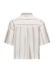 JDY White 100% Cotton Short Sleeve Stripe Shirt - Image 4 of 4