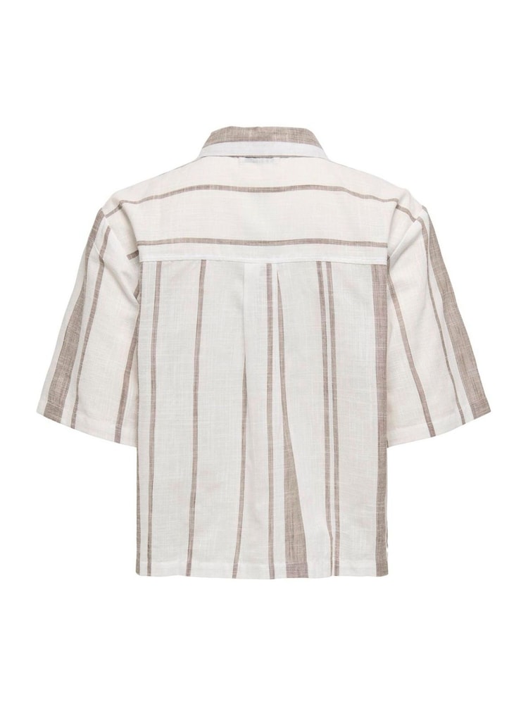 JDY White 100% Cotton Short Sleeve Stripe Shirt - Image 4 of 4