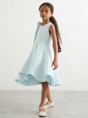 Reiss Blue Florie 13-14 yrs Flower-Detail Fit-And-Flare Dress - Image 2 of 5