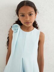 Reiss Blue Florie 13-14 yrs Flower-Detail Fit-And-Flare Dress - Image 3 of 5
