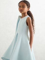 Reiss Blue Florie 13-14 yrs Flower-Detail Fit-And-Flare Dress - Image 4 of 5