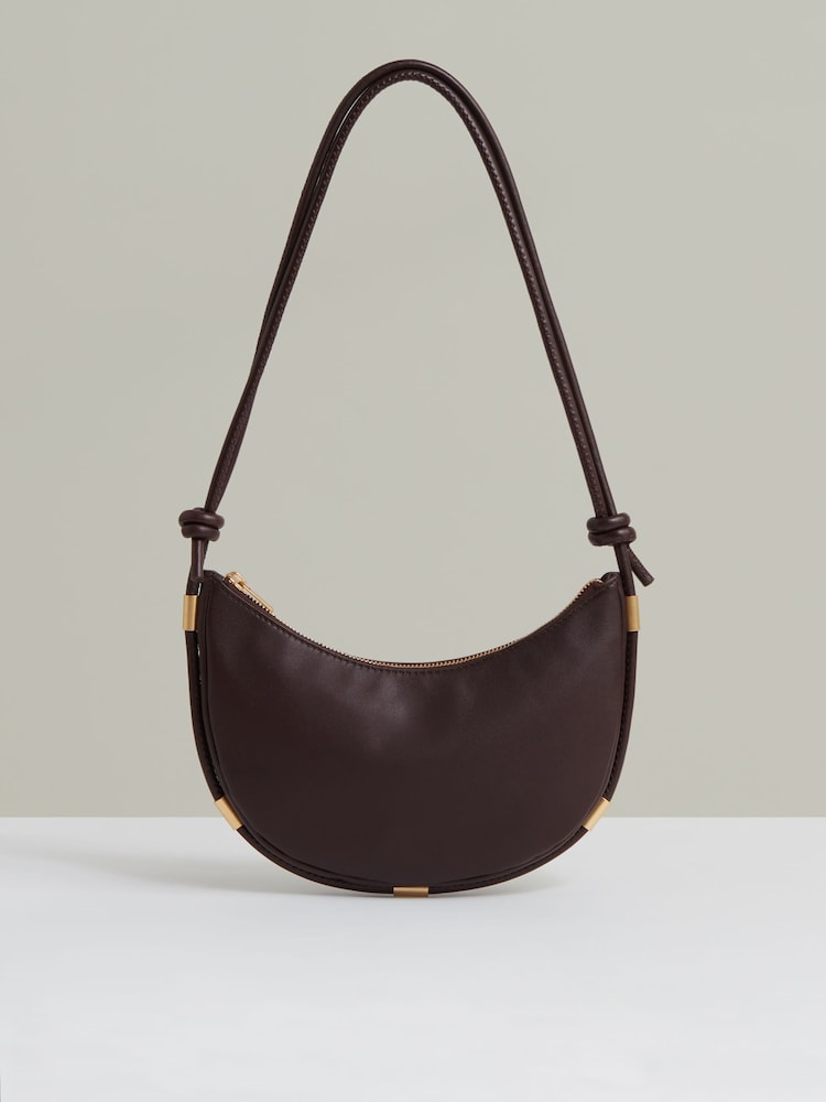 Reiss Oxblood Harriet Leather Rope-Strap Shoulder Bag - Image 1 of 4