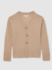 Reiss Neutral Tyla 4-9 yrs Wool-Blend Fitted Cardigan With Cashmere - Image 2 of 4