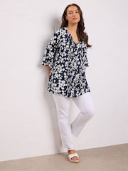 Evans Blue Crinkle Ladder Lace Boho Top - Image 2 of 5