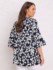 Evans Blue Crinkle Ladder Lace Boho Top - Image 3 of 5