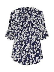 Evans Blue Crinkle Ladder Lace Boho Top - Image 5 of 5