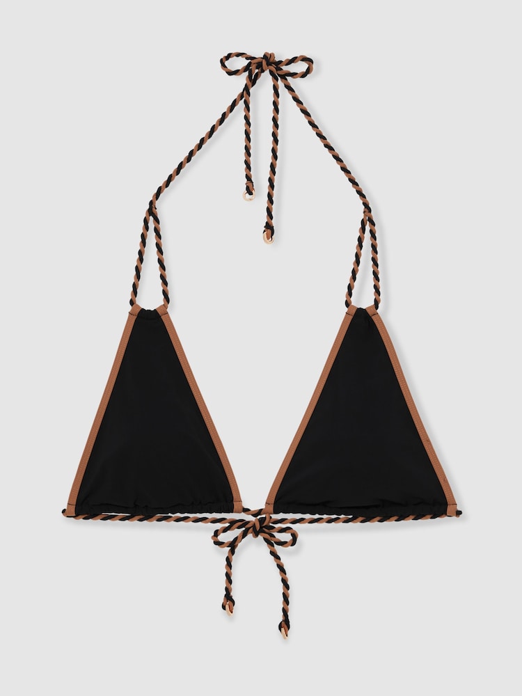 Reiss Black/Brown Effie Triangle Twist-Strap Bikini Top - Image 2 of 6