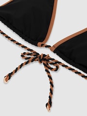 Reiss Black/Brown Effie Triangle Twist-Strap Bikini Top - Image 6 of 6