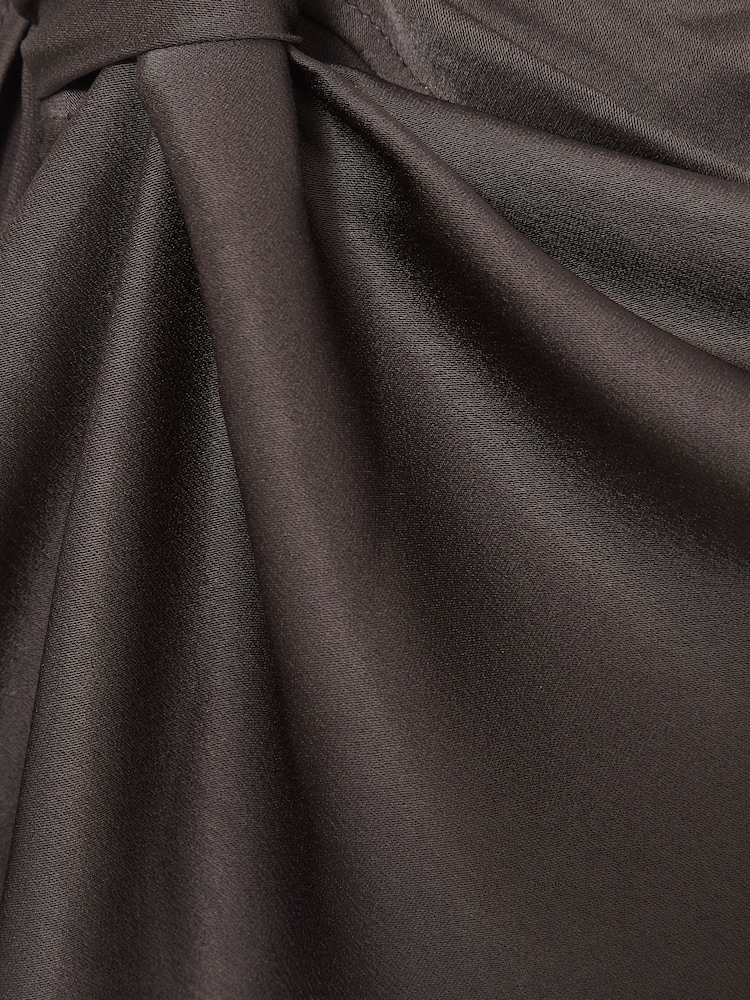 Reiss Mauve Kenzie Satin Asymmetric Draped Midi Dress - Image 6 of 6