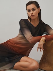 Reiss Multi Sienna McLaren F1 Team Ombré Mesh Maxi Dress - Image 1 of 8