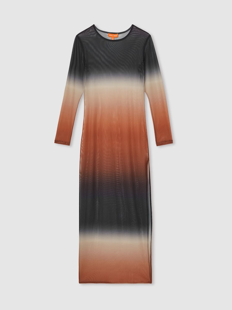 Reiss Multi Sienna McLaren F1 Team Ombré Mesh Maxi Dress - Image 2 of 8