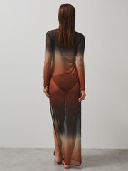 Reiss Multi Sienna McLaren F1 Team Ombré Mesh Maxi Dress - Image 5 of 8