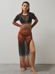 Reiss Multi Sienna McLaren F1 Team Ombré Mesh Maxi Dress - Image 6 of 8