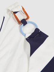Reiss Navy/Brown Bridgette Stripe Ring-Detail Bikini Bottoms - Image 4 of 4