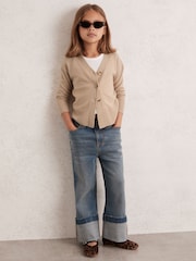 Reiss Neutral Tyla 9-13 yrs Wool-Blend Fitted Cardigan With Cashmere - Image 3 of 4