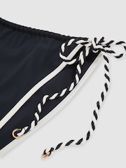 Reiss Navy/White Effie Twist-Strap Tie-Side Bikini Bottoms - Image 7 of 7