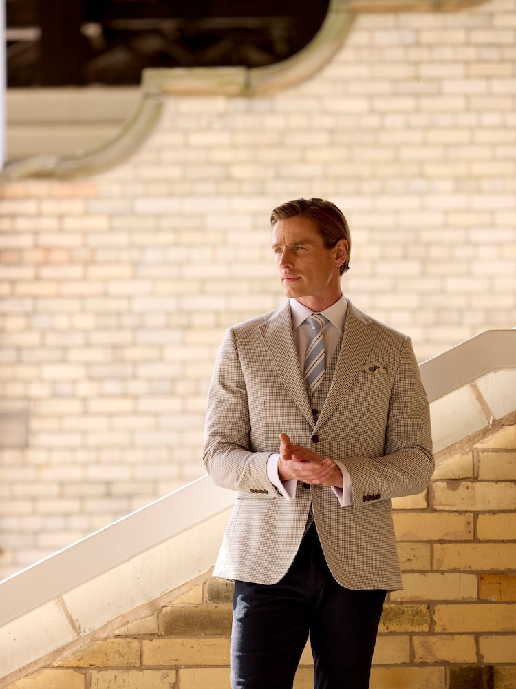 Skopes Grey Tailored Fit Puppytooth Check Carter Blazer Jacket - Image 1 of 9