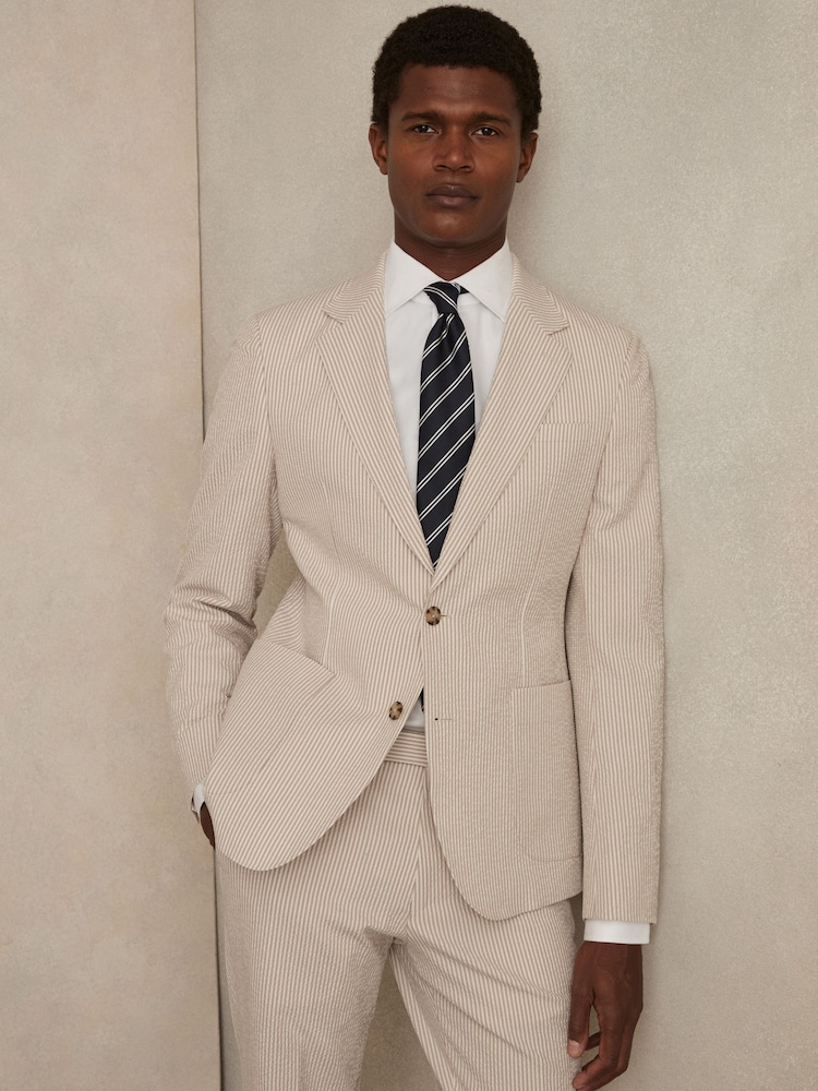 Reiss Bay Seersucker Single-Breasted Suit Blazer Slim-Fit - Imagen 1 de 8 Reiss Bay Seersucker Single-Breasted Suit Blazer Slim-Fit - Imagen 1 de 8